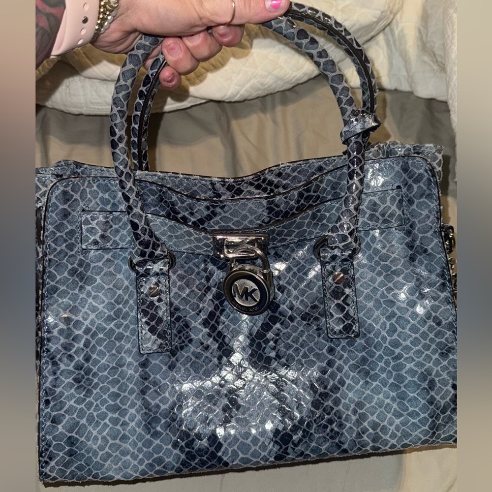 Micheal kors blue snake skin bag